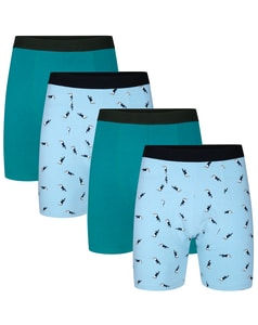 Bigdude 4 Pack Boxer Shorts Dark Turquoise/Light Blue